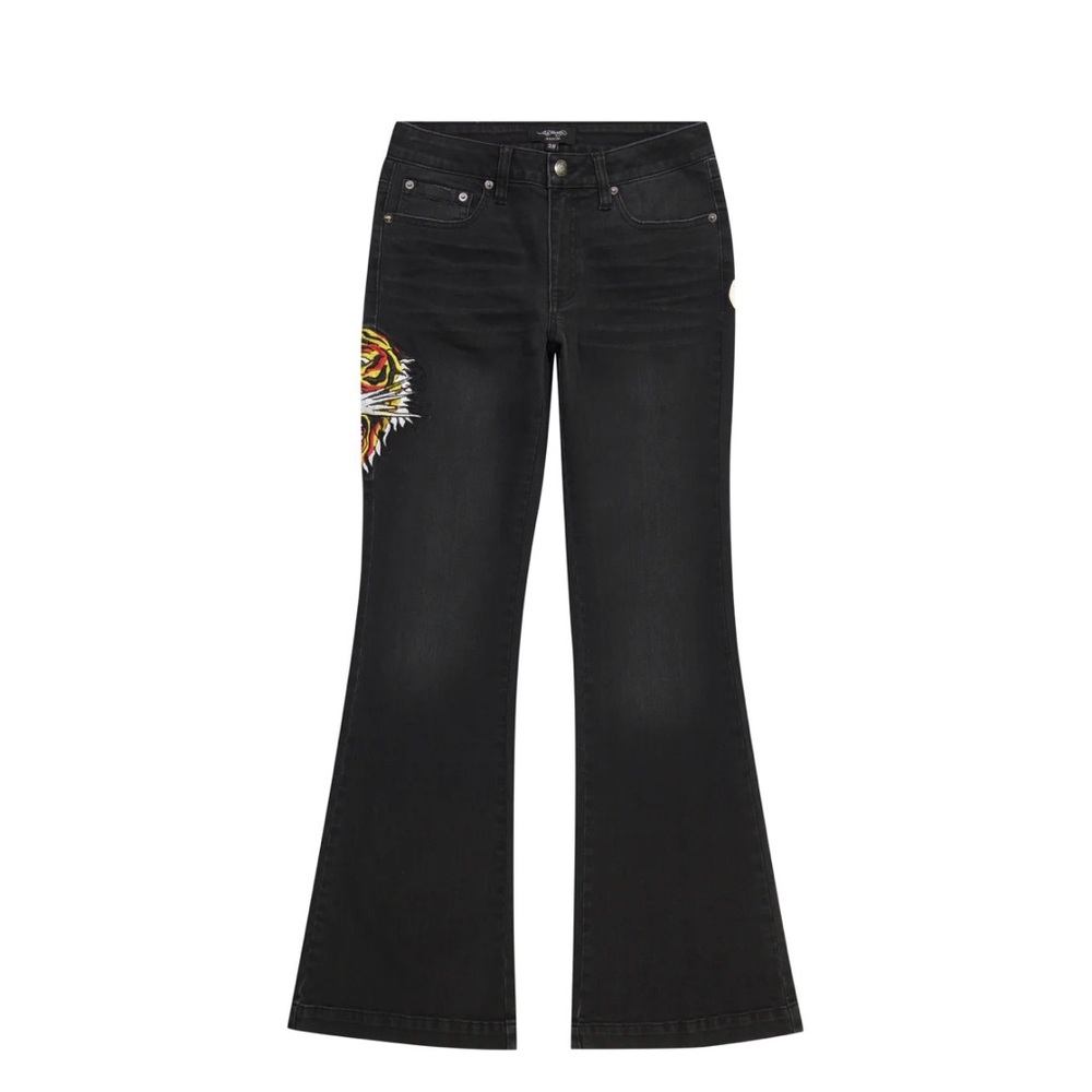 Ed Hardy Denim Pants with Vibrant Tiger Graphic